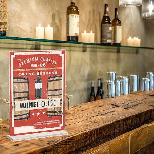 LiuHancsqd 4 Stück A5 Acryl Aufsteller, Tischaufsteller A5, Menükartenhalter, Speisekartenhalter, Postkartenständer, Werbeaufsteller, Transparent Acryl Tischständer für Restaurants Büro Menü