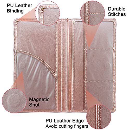 Image of LumiMokki Premium Car Registration & Insurance Card Holder with Magnetic Shut, Vehicle Glove Box Car Organizer - For Documents, Cards, License (Rose gold)