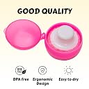Adore Rokey Compact Powder Puff Set with Case - Baby Care After-Bath Powder Puff with Portable Talcum Powder Holder Box (Pink) gallery image