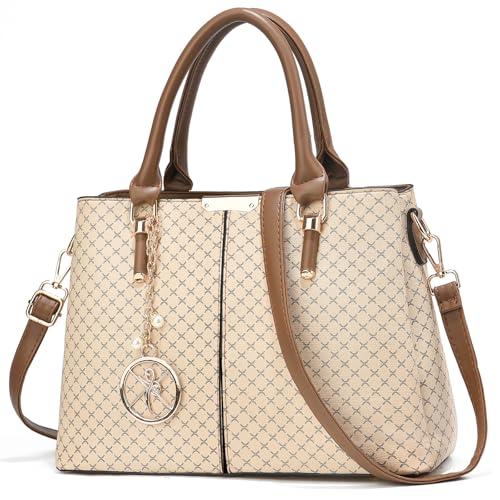 Purse and Handbags for Women, 3 Zip Compartments Tote Bag