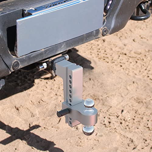 Adjustable Trailer Hitch, Fits 2.5 Inch Receiver, 10 Inch Drop Hitch, 18,500 Lbs Gtw, Aluminum Forged Shank, 2 Inch & 2-5/16 Inch Balls, Towing Hitch For Heavy Duty Truck With Double Lock Pins #TOP5
