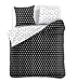 Produktbild DecoKing Premium Bettwäsche 200x200 cm mit 2 Kissenbezügen 80x80 weiß schwarz Microfaser geometrisches Muster Hypnosis Dark Night