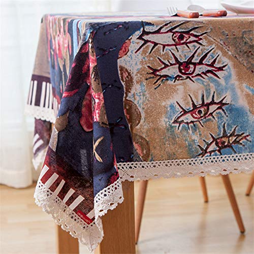 Nappe lin picnic artistique 120x120 couverture moderne multicolore - 4