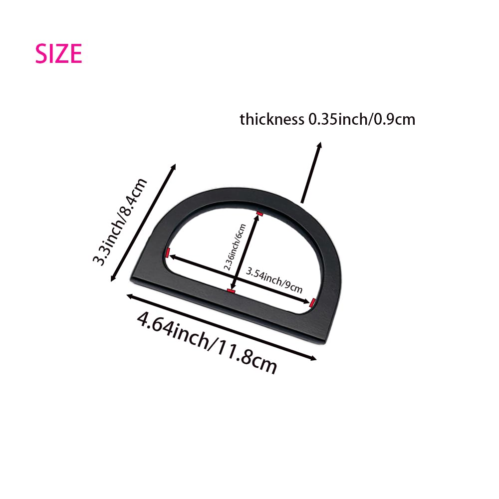 TTBellok 10 Pcs D-Shaped Purse Replacement Handle, Wooden Bag Handles for Handbag Making and DIY Bag 4.64inch/11.8cm
