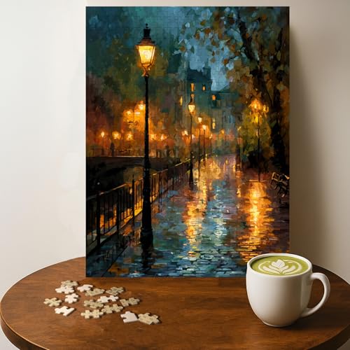 Casse-tête rue pluie nuit 500 pièces, bois, 20 x 15 po