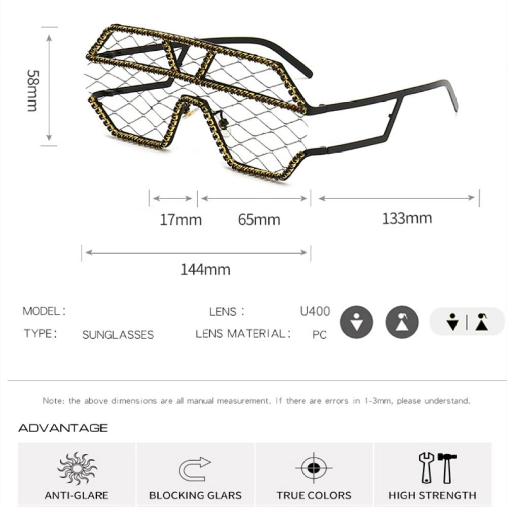 Trends Spitze Punk Brille Damenmode Diamanten Sonnenbrille Weiblich Übergroße Persönlichkeit Einteilige Strass Brille