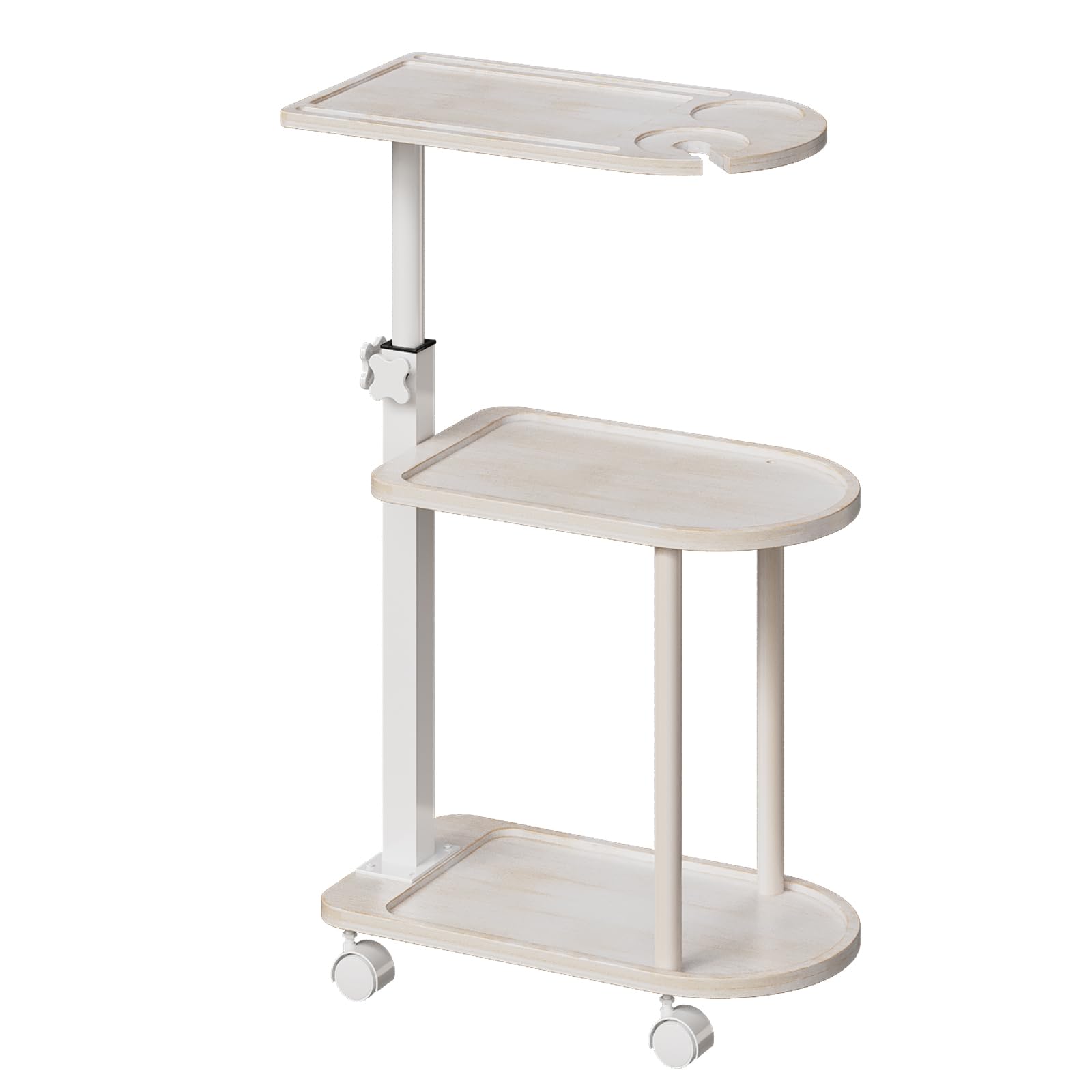 Bandeja de baño de bambú de 3 capas, organizador giratorio independiente con altura ajustable, estante decorativo de baño y soport