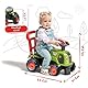 FALK - Traktor Claas - Grün - Silencer Räder - Lenkrad mit Hupe - Ergonomische Gehhilfe - 90% recycelter Kunststoff ab 12 Monaten - 312S