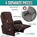 Rose Home Fashion RHF 4 Separate Piece Velvet Recliner Slipcovers, Recliner Chair Cover, Recliner Cover Furniture Protector Elastic Bottom, Recliner Slipcover with Side Pocket (Chocolate-Recliner)