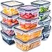 fullstar 12-Piece Plastic Food Storage Containers with Lids (6 Containers & 6 Lids) - Leakproof, BPA-Free, Meal Prep Containers, Reusable Lunch Storage Set for Kitchen Organization (Pack of 12)