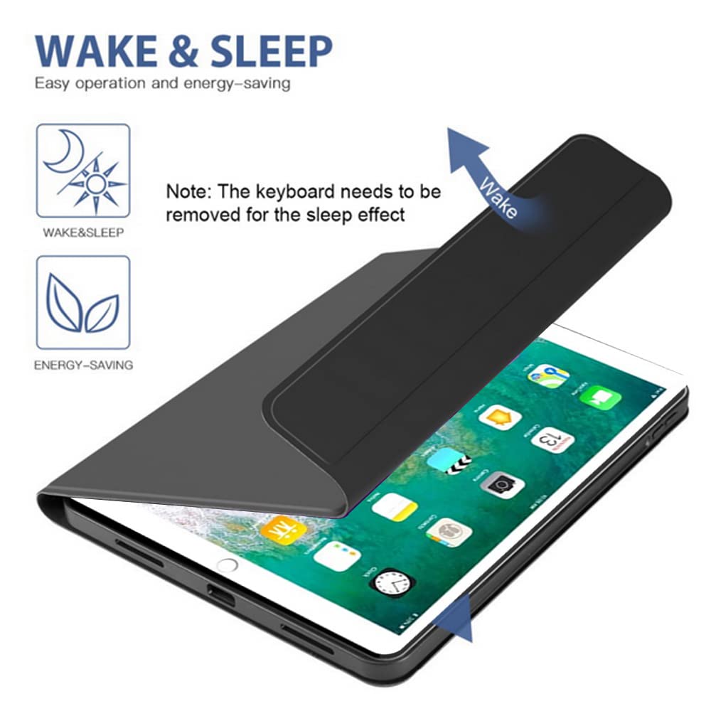 Toetsenbord hoes voor iPad Pro 12.9 2015/2017 (1/2e generatie), Engels en Duitse lay-out, 7-kleurig toetsenbord met achtergrondverlichting en touchpad, PU lederen tas met penhouder, blauw