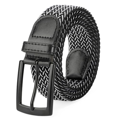 SUOSDEY Elastic Fabric Braided Belts for Men, Stretch Woven Belts for Golf Casual Jeans Shorts