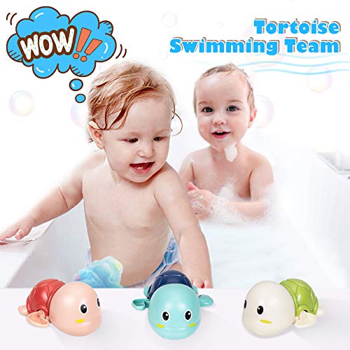 LODBY Bath Toys for Toddlers 1-2-3-4 Year Old Girl Gifts, Wind-Up Swim Tortoise Baby Bath Set Toys for 1-4 Year Old Boy Bathtub Pool Toys for Kids Infant Age 0-3 Bubble Bath Toddler Water Table Toys - Thumbnail 6