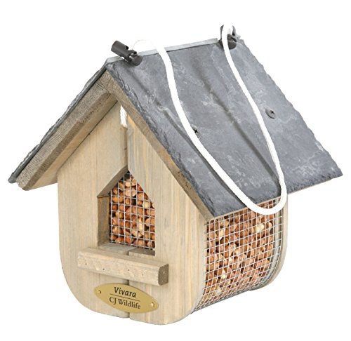 Preisvergleich Produktbild CJ Wildlife 304000419 Wildvogel Erdnuss-Futterhaus "Jupiter" aus FSC-Holz mit Schieferdach