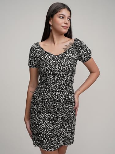 Image of Tokyo Talkies Women's Dresses for Women | Floral Print | Short Smocked Dress | Puff Sleeves | Elegant & Trendy