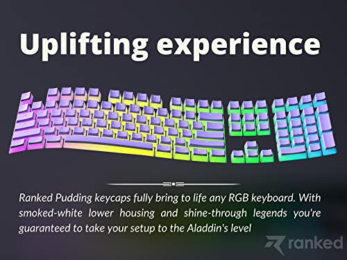 Image of Ranked Pudding PBT Keycaps | 112 Double Shot Translucent ANSI US & ISO Layout | OEM Profile for RGB Mechanical Gaming Keyboard (Lavender)