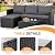 Shintenchi Outdoor Patio Furniture Sets, Small Outdoor Sofa Patio Sectional Sets 3-Piece All Weather Wicker Rattan Patio Seating Sofas with Glass Coffee Table and Cushion (Grey)