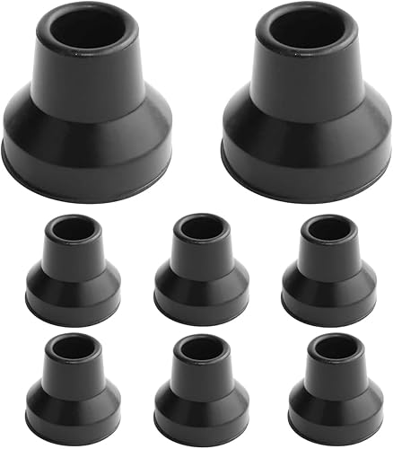 8 puntas de bastón cuádruple de repuesto de goma de 58 pulgadas, puntas de extremo de bastón para caminar, antideslizantes