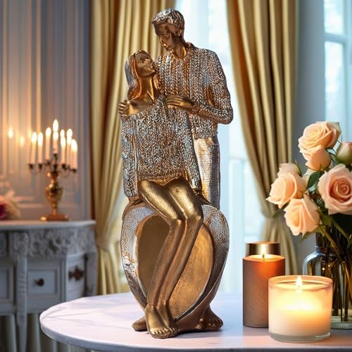 Elegant Gold Couple Figurine – Romantic Poly-Resin Sculpture for Home Décor, Anniversary, and Valentine’s Day Gift – Intricately Designed Love Statue (Pink) — photo — 9 of 9