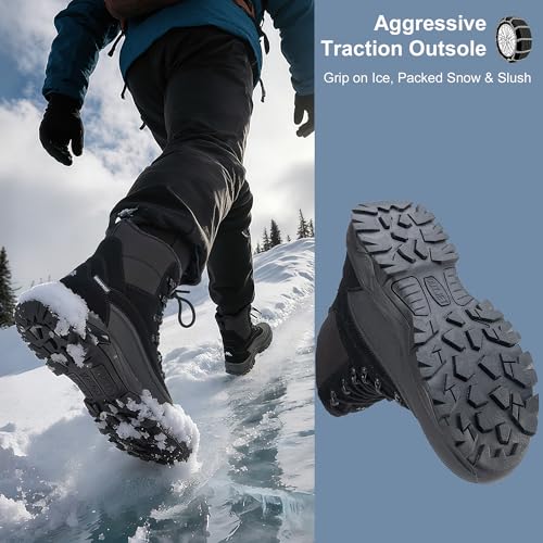 Image of Men's Insulated Snow Boots Winter Waterproof Warm Fur Lined Boot