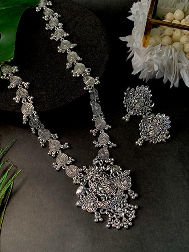 Ethnic Oxidised Radha Krishna Necklace Set