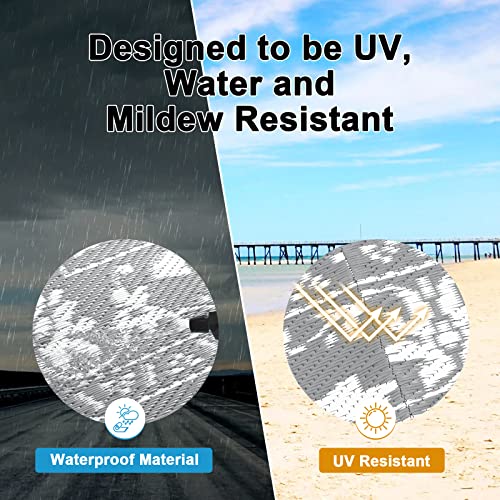 Enyhom Outdoor tapijten voor terrassen waterdicht 150 x 210 cm, omkeerbaar buiten plastic stro tapijt, draagbaar opvouwbaar picknick geweven tapijt voor camper, terras, achtertuin, dek, strand, - Afbeelding 4