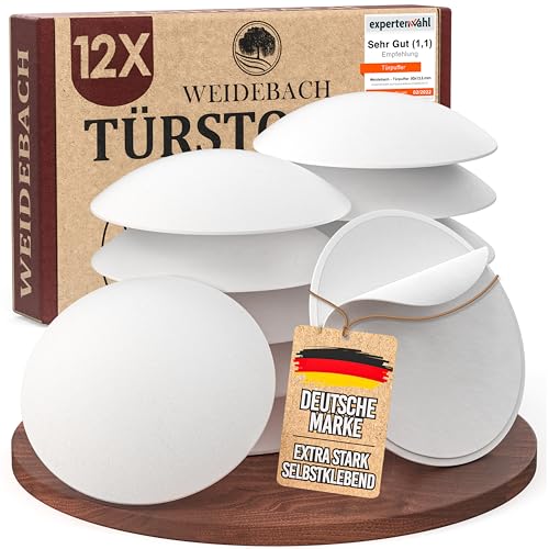 WEIDEBACH 12x dezente Türstopper Wand weiße Türpuffer 40x8 mm selbstklebend Elastikpuffer für jede Oberfläche Gummistopper Türpuffer Wand Puffer