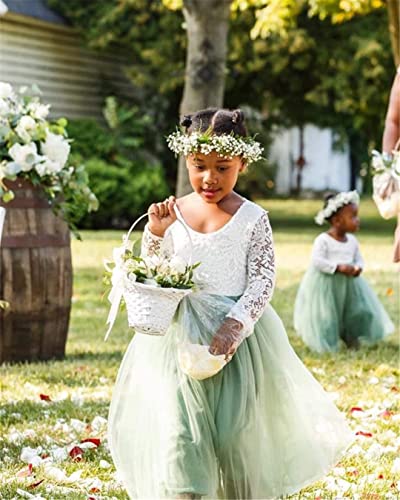Image of Topmaker Flower Girl Dress for Toddler Baby Girls,Lace Tulle Dress for Wedding,Birthday Party,Photoshoot,Special Occasion