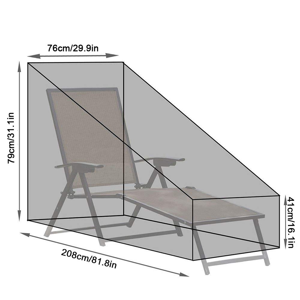 Funda protectora para tumbona de jardín, funda protectora para tumbona de jardín, 210D Oxford, gris, 208 x 76 x 41/79 cm