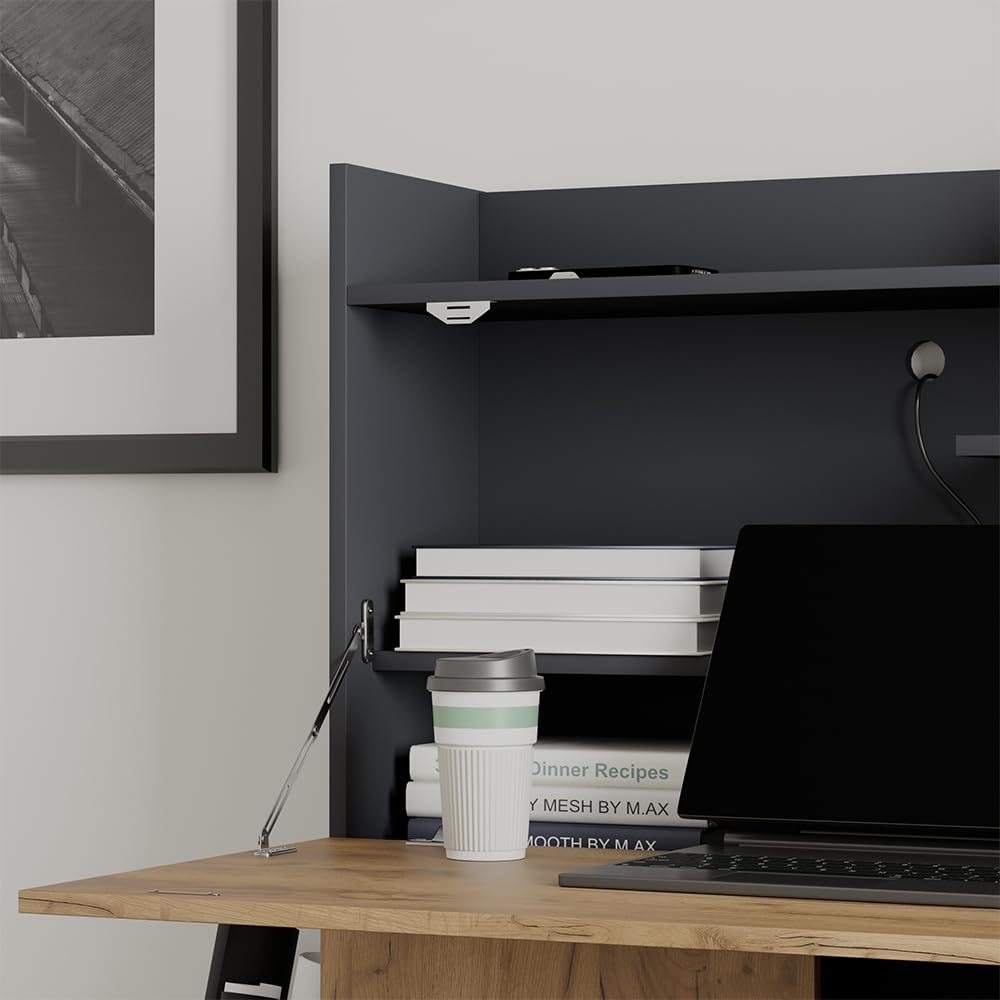 Vicco Escritorio Secretario Alena, Antracita/Roble Dorado, 85 x 28.6 cm, Apto para Montaje en Pared para un Uso Que Ahorra Espacio