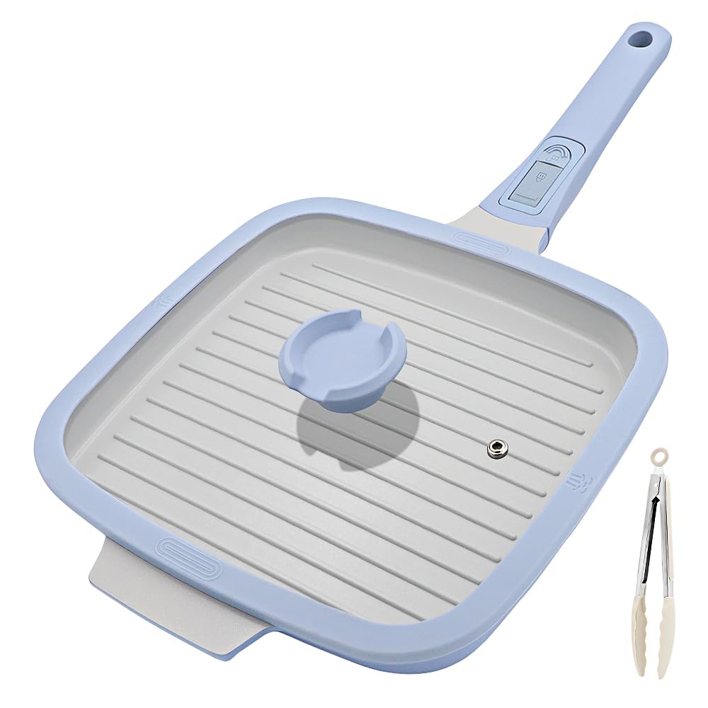 RANX INGST Bistecchiera in Ceramica 26 x 24 cm con Coperchio, Blu