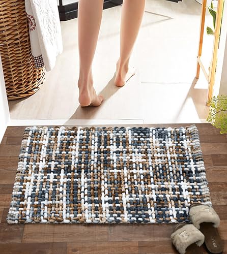 Image of LAHOME Bathroom Mat Anti Slip Bathmat Water Soak Floor Rug Non Slip Cotton Bath Mat 40x60 Cm, Brown