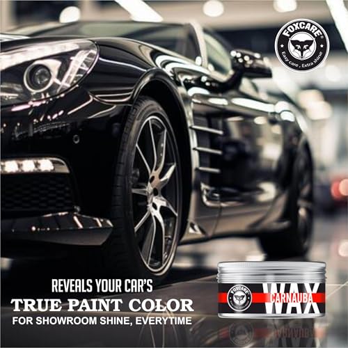 Image of Foxcare Carnauba Hard Wax for Cars & Bikes | 180g Paste Wax | Brazilian Grade 1 Carnauba | UV Protection | Scratch & Swirl Remover | 6 Month High Gloss Paint Protection