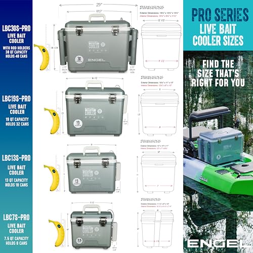 Image of ENGEL Live Bait Cooler PRO for Fishing - Portable Minnow and Bait Bucket with Lithium-Ion Rechargeable Aerator