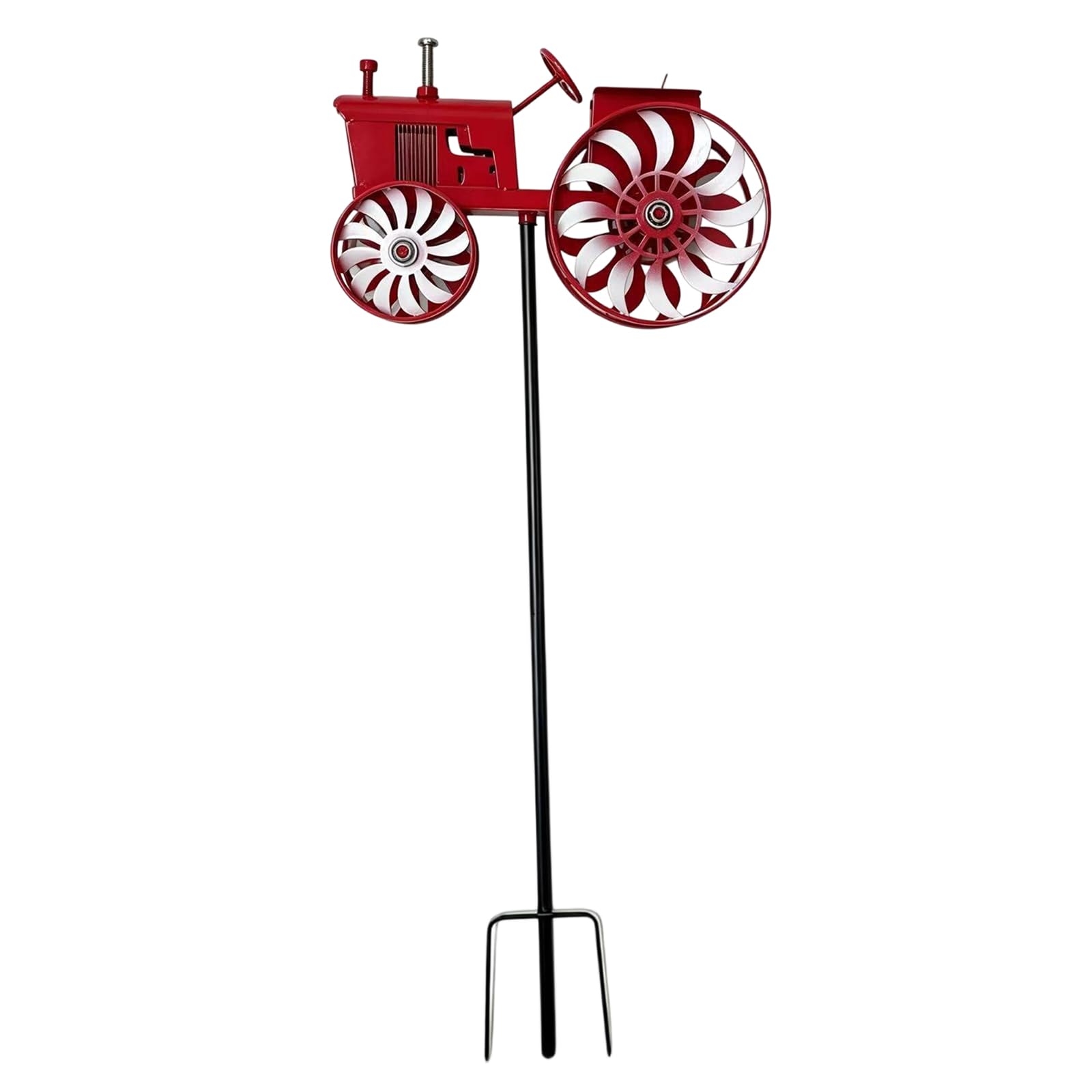 Tractor Unique Outdoor Sculptures Noiseless Ground Windmills Sun-resistant Windmill Decorative Stake for Patio Yard Garden for Friends Family (Red A)