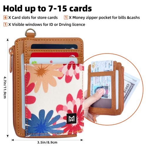 Image of Credit Card Holder Wallet for Women Slim Minimalist Wallet RFID Blocking Leather Wallets Elastic Front Pocket Wallet for Women with Zipper Pocket