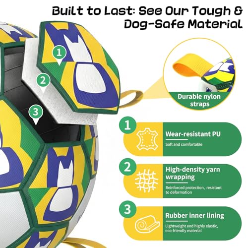 Image of Dog Soccer Ball with Straps, 6 Inch for Small and Medium Dogs, A | Footable Floating Dog Toy for Training, Fetch & Water Play, Interactive Dog Toys with Pump and Needle for Inflation