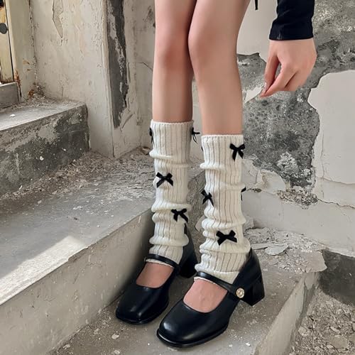 Image of Women Y2k Leg Warmers Ribbed Knitted Harajuku Kawaii Leg Warmers Streetwear