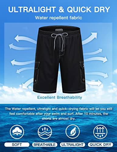 Image of BOJIN Mens Swim Trunks 9 inch Quick Dry Stretch Swim Shorts Mesh Lining Bathing Suits Swimwear Beach Shorts with Pockets