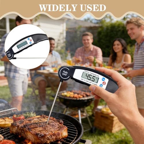 Food Cooking Thermometer, Instant Read Waterproof Digital Meat Thermometer With Backlight Long Probe For Kitchen BBQ Water Meat Cooking Food Grill Smoker Oil Fry Candy Making Outside Gril (Black) - Image 6