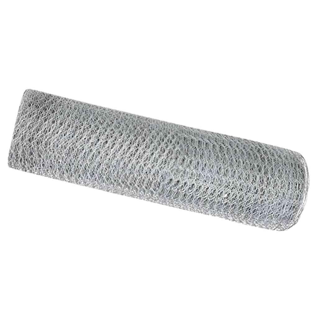 Hexagon Fence Silver 0.8 x 50 m Galvanised Steel Garden Barrier Privacy Screen Decorative Mesh for Terrace Landscaping Outdoor Durable Modern Boundary