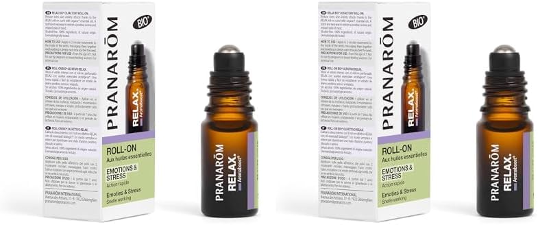 PRANAROM - Aromaboost Relax Bio - Roll-on Olfativo - Apoya los Síntomas Mentales y Físicos del Estrés - Acción Inmediata - Aceite Esencial Bio de Lavanda Verdadera - 5ml (Paquete de 2)