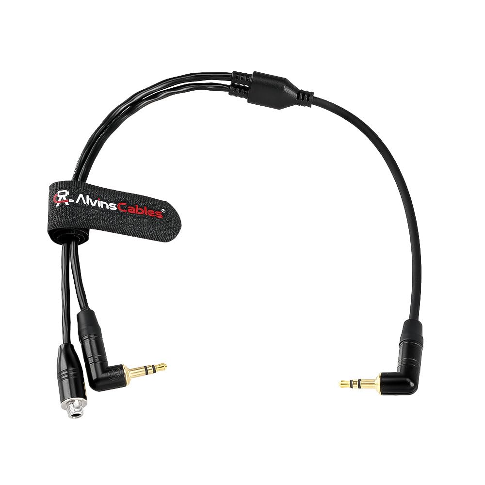 Alvin's Cables Tentacle Sync 3,5 mm TRS mikrofon Y-Cable do generatora rozrządu macki, rejestrator audio ścieżki E, do wejścia audio kamera, mikrofony zewnętrzne, 30 cm |12 cali