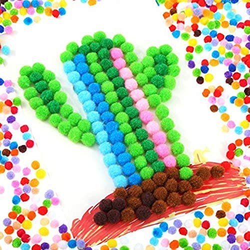 200 pompon glitterati assortiti da 1,5 cm, per progetti artistici e artigianali, morbidi e soffici, per artigianato, decorazioni fai da te ( multicolore