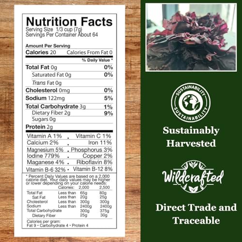 Natural Zing Pure Dulse Flakes | Raw, Wildcrafted | 8 Oz | Iodine, Minerals | Sea Vegetable | Origin Bay of Fundy, Canad
