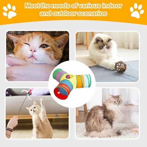 Túnel de 3 vías para gatos interactivo de interior y jardín 6