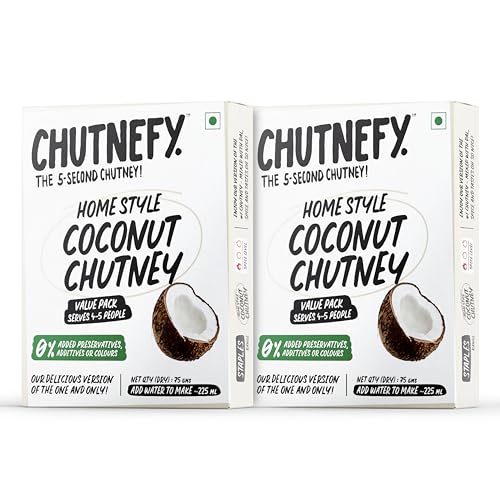 Image of Chutnefy Coconut Chutney Mix | 75g Freeze-Dried Instant Dry Mix | Add water to make 5-6 servings (300 g) each | 2 x 75 g | 0% Preservatives or Additives