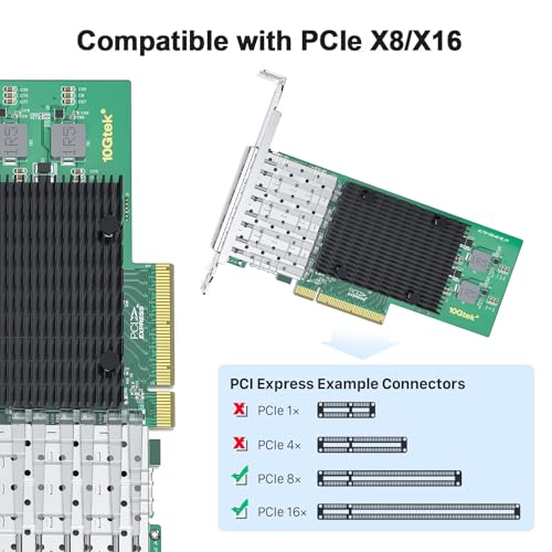 Image of 10Gtek for Intel 82599ES Chip Ethernet Converged Network Adapter X520-DA2 For X710-DA4 (4 x SFP+ ports)