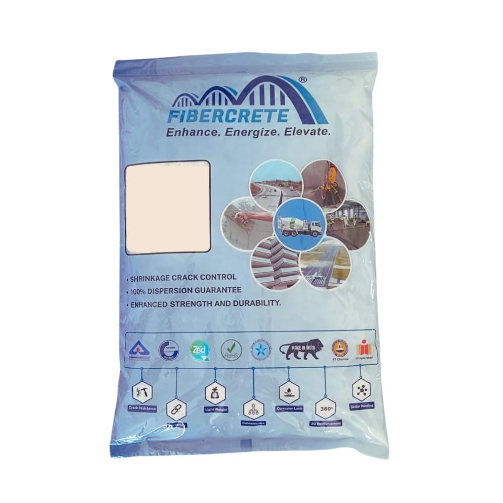 FIBERCRETE PP - 12mm, 900Gms Pouch for Slab Concrete/Roof Tops/Screed/Waterproofing