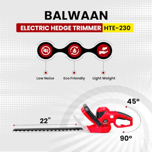 Image of Balwaan Krishi Electric Hedge Trimmer | 16-Inch Blade | HTE-230 | Size | Powerful 700W Motor, Low Noise & Lightweight Design | Garden Hedge Cutter for Bushes, Shrubs & Lawn Trimming